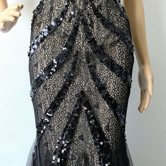 Black Beaded Evening Gown | Sexy Prom Dress | Cinderella Divine Dress | Size S - Picture 4 of 10